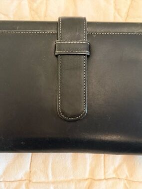 Franklin Covey Black Leather Organizer Folio with Contrast Stitch